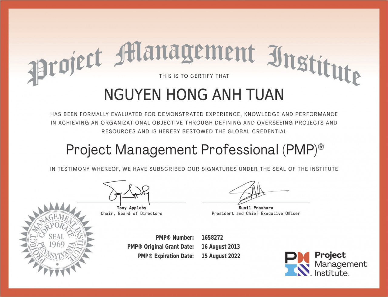 Nguyen Hong Anh Tuan Project Management Body of Knowledge Certificate