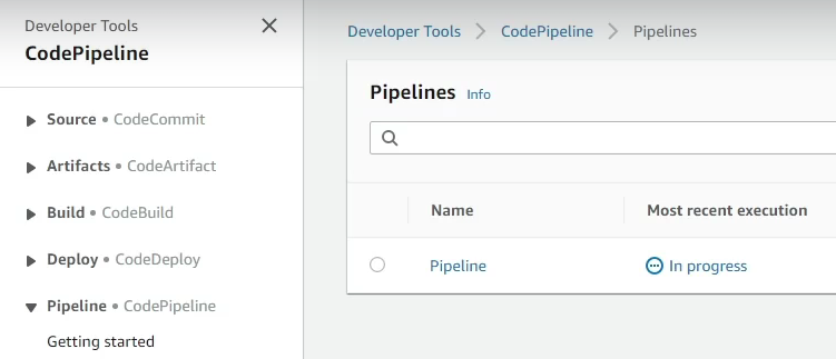 Buildのステージの作成は完了です。一旦AWSにデプロイして確認します。