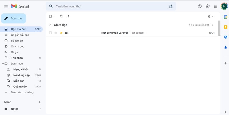 email gửi từ ứng dụng Laravel