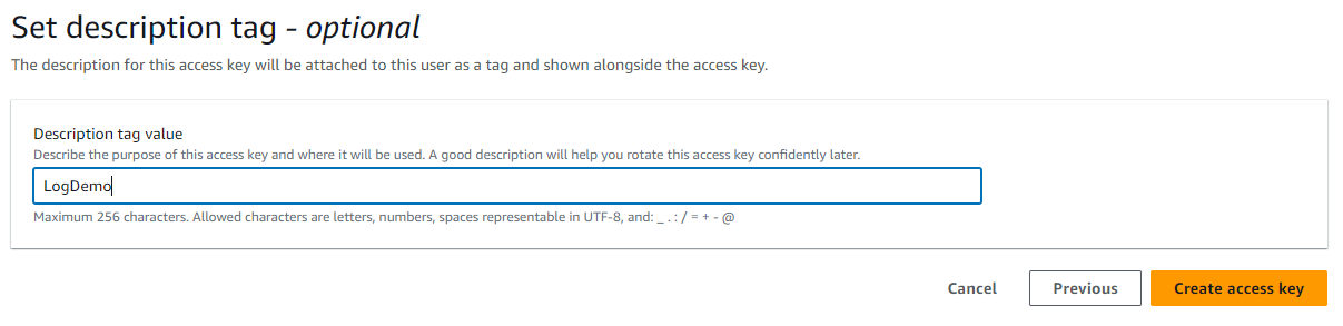 “Create access key”