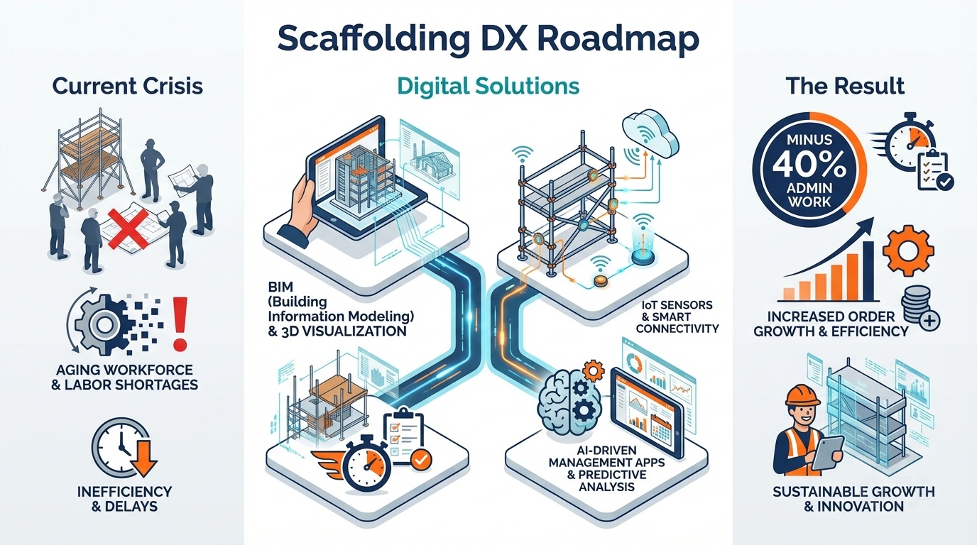 足場業界DXの全貌|人手不足を解消する最新技術と導入ステップ