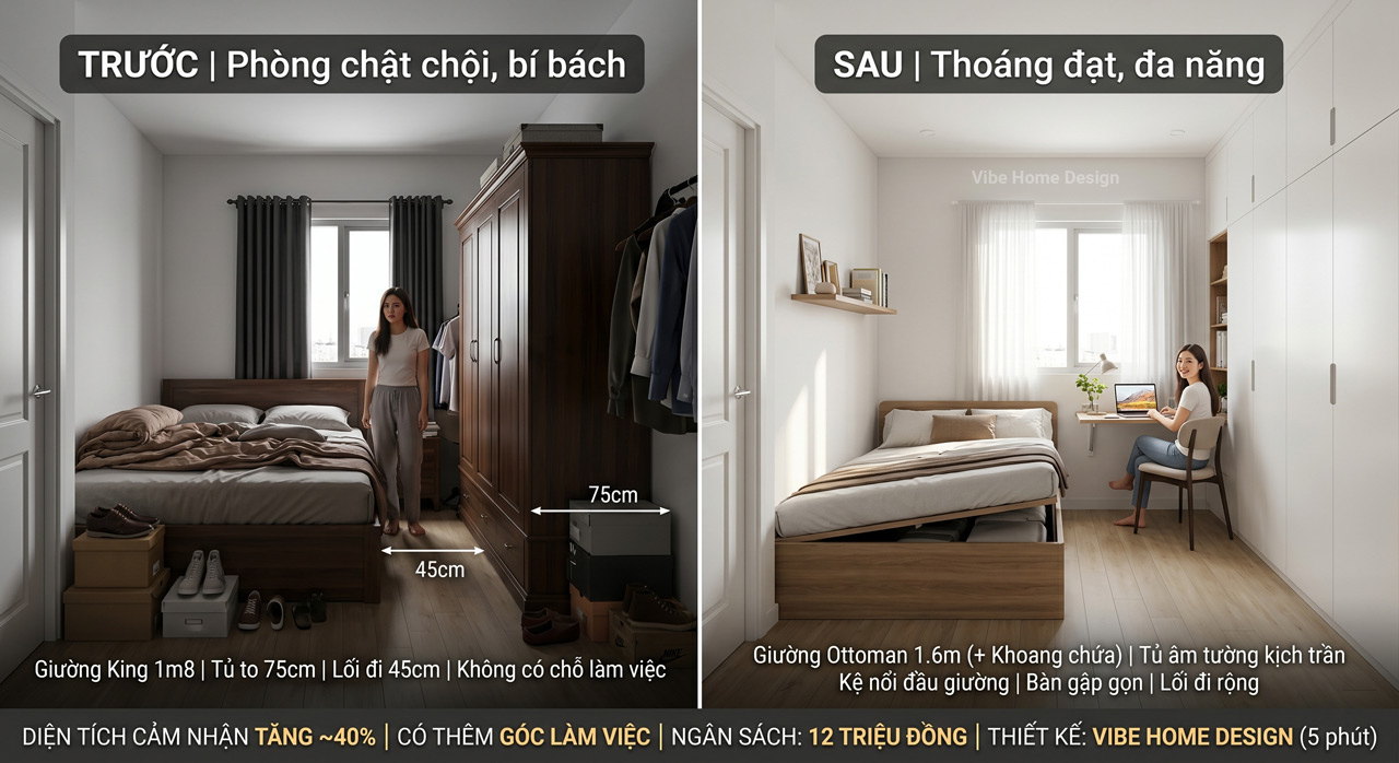 Case Study 1 — Từ Phòng Trống Đến Căn Phòng Mơ Ước Với 12 Triệu Đồng