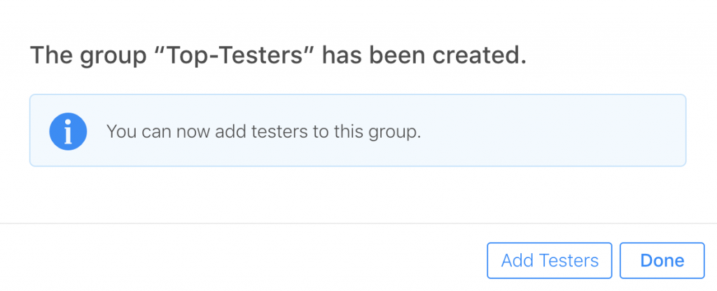Click Add Testers button trong popup