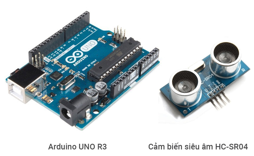 Arduino-UNO-R3-và-Cảm-biến-siêu-âm-HC-SR04